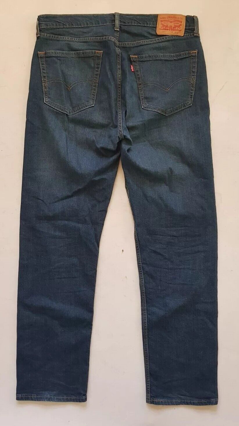 LEVIS 505 Jeans Mens W 36 L 32 Vintage Blue Stretch Denim Red Tab Regular Fit