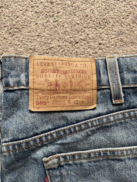 LEVIS 505 JEANS Mens W 31 L 34 vintage blue denim red tab regular fit A144