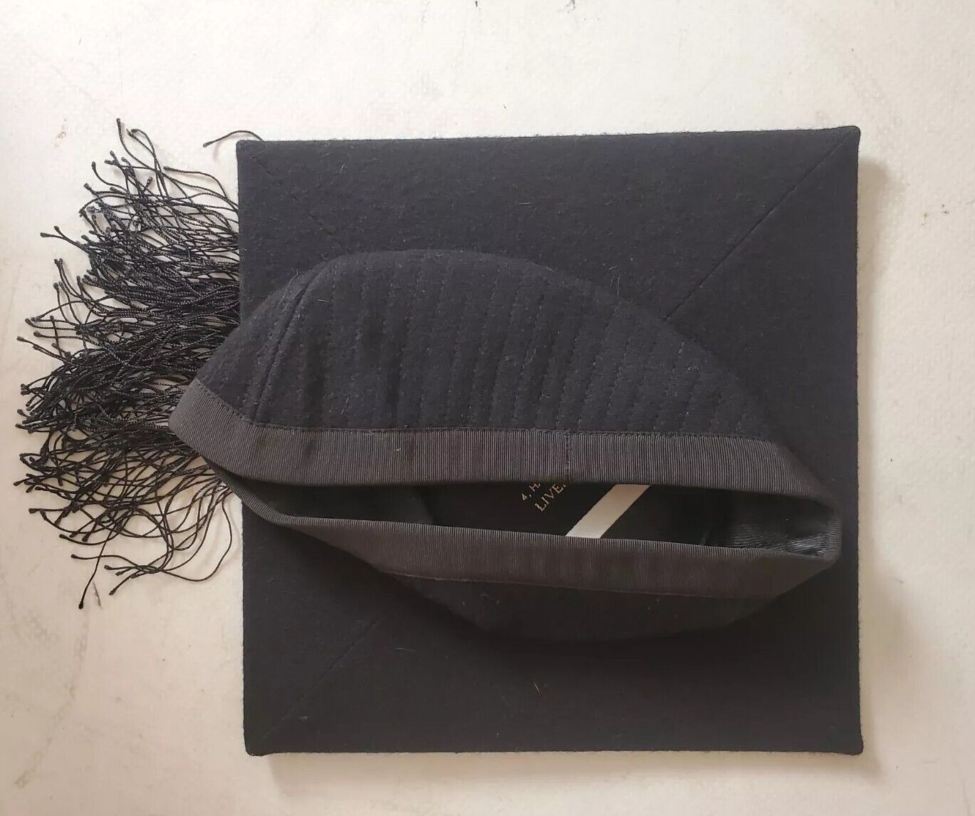 Ravenscroft Willis Mortar Board Black Wool Graduation Size 6 7/8 - Worn Once