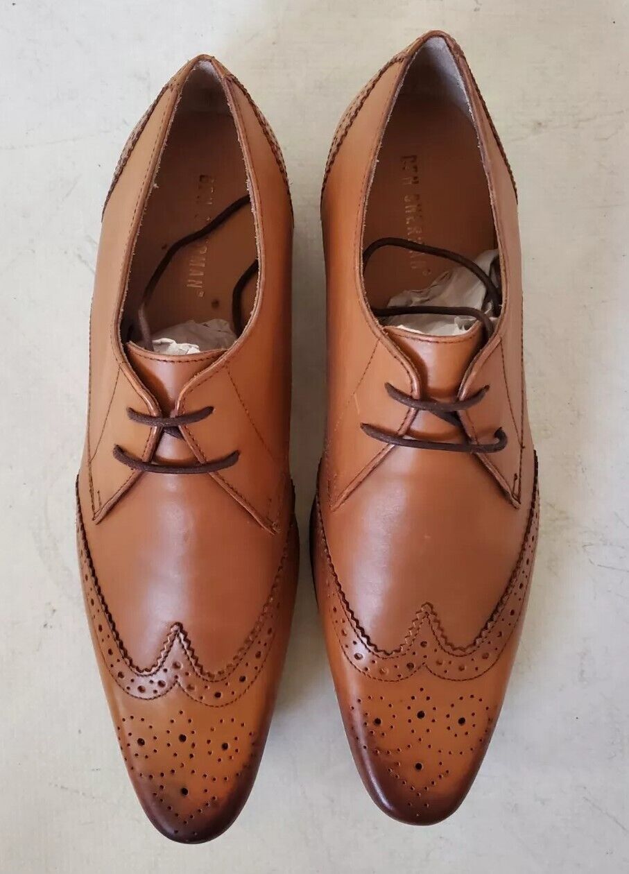 Ben Sherman Brogues Shoes Tan Leather Mens Uk 9.5 Eu 44 Dip Dyed Hand Burnished