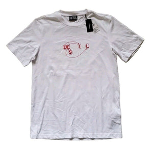 DIESEL T Shirt Tshirt Mens XS Alphabet White Cotton Regular Fit New With Tags