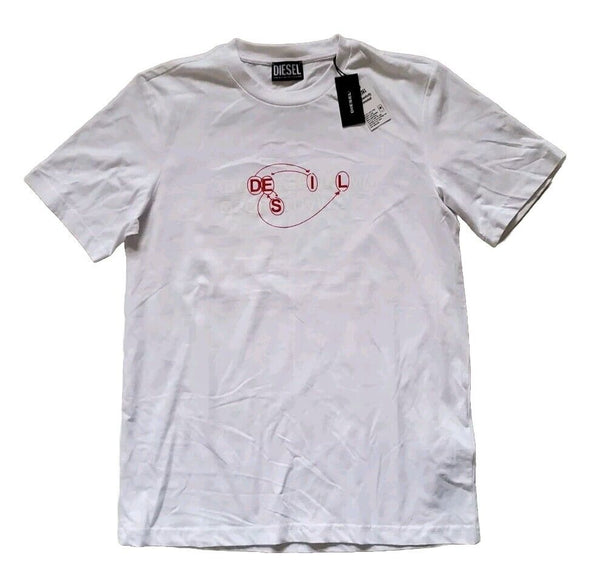 DIESEL T Shirt Tshirt Mens XS Alphabet White Cotton Regular Fit New With Tags