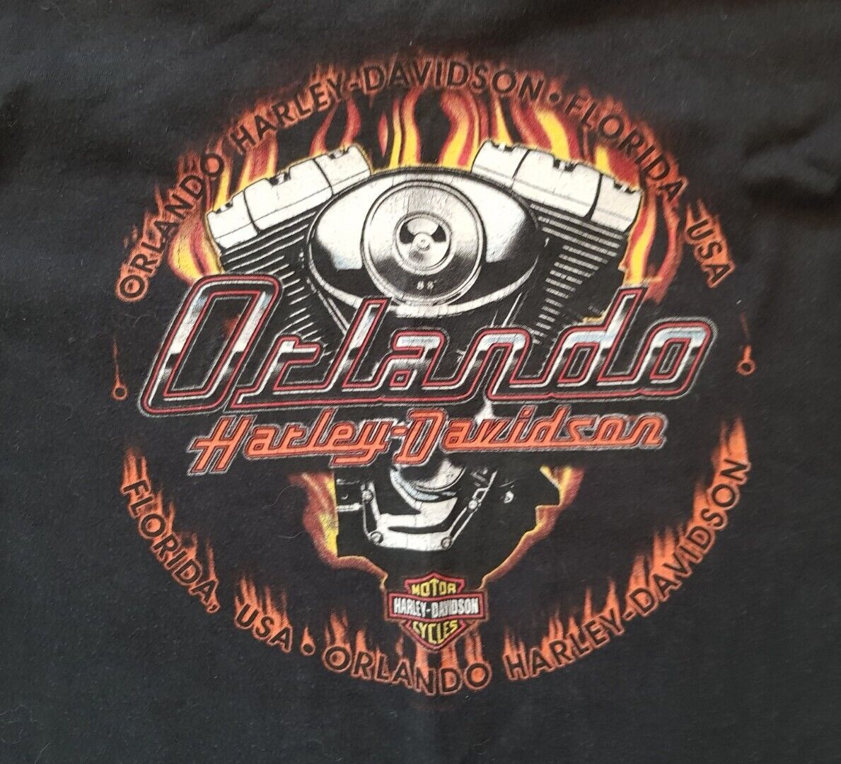HARLEY DAVIDSON Tshirt Mens XL Black Vintage 90s Orlando Florida