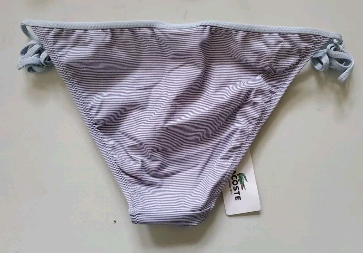 LACOSTE Bikini Swimsuit 2 Piece Halter Neck Size S Stripes Spots New With Pouch