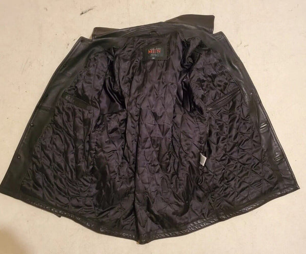 LAKELAND Leather Field Jacket Coat Mens M Black Heavyweight Quilted Lining
