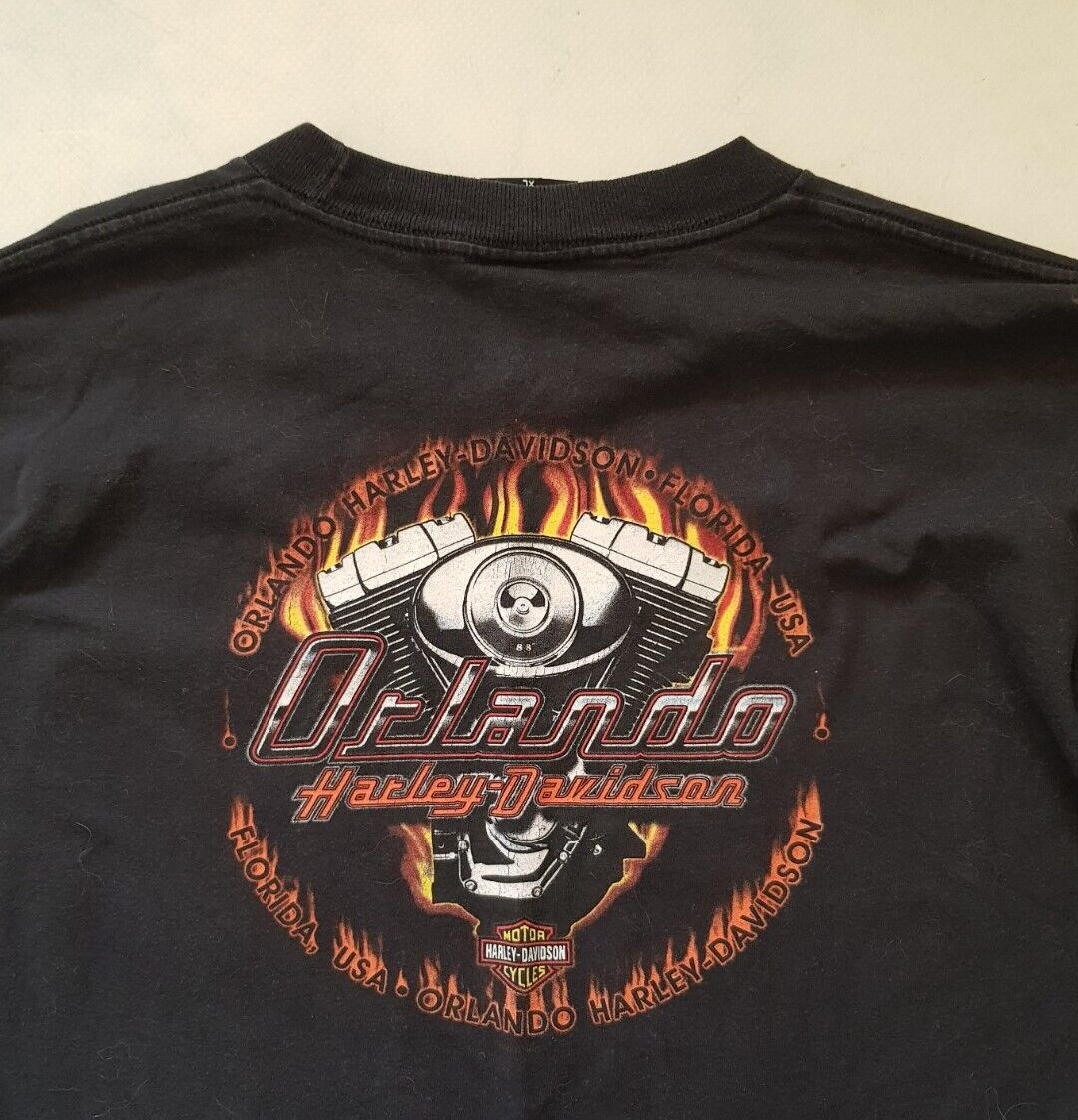HARLEY DAVIDSON Tshirt Mens XL Black Vintage 90s Orlando Florida