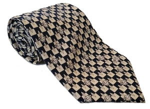 Vintage Versace Tie Medusa Navy Cream Pure Silk Italy Original 1990's