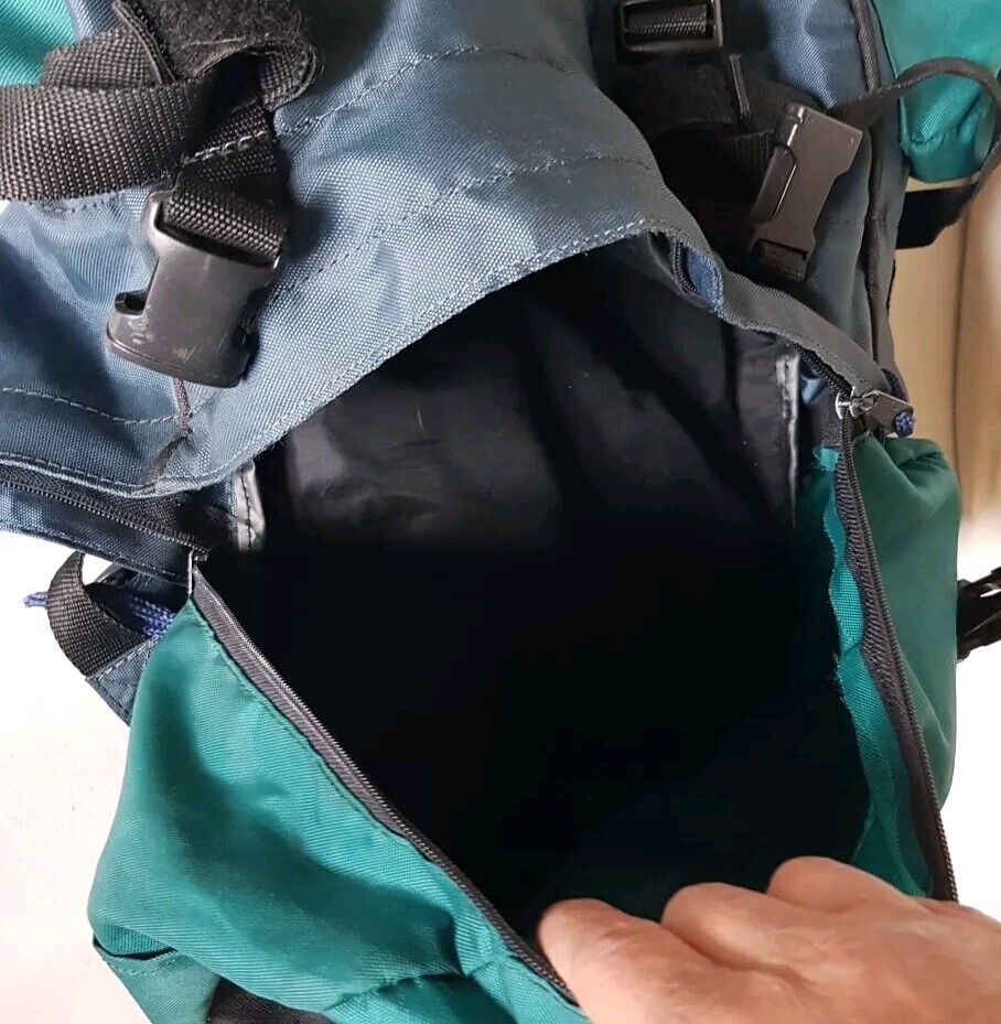 RELUM Rucksack Backpack 65L Adjustable Waterproof Blue Green