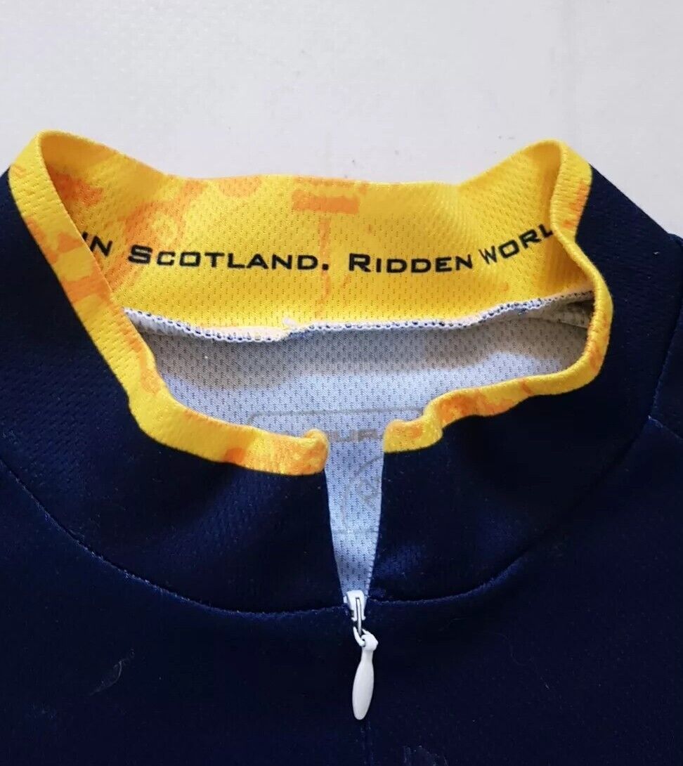 ENDURA Cycling Jersey Shirt Mens M  Marie Curie Pennine Run Blue Yellow Daffodil