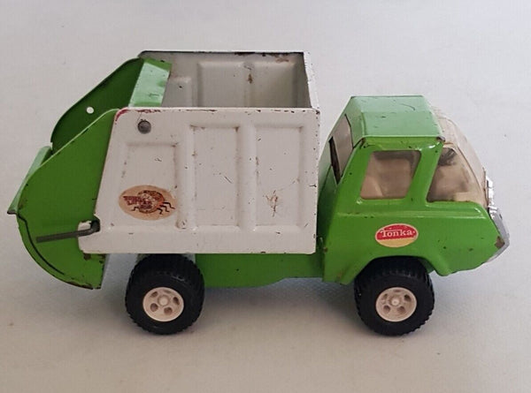 TONKA Garbage Truck 1970's Vintage Trash Truck Dustbin Cart Green White
