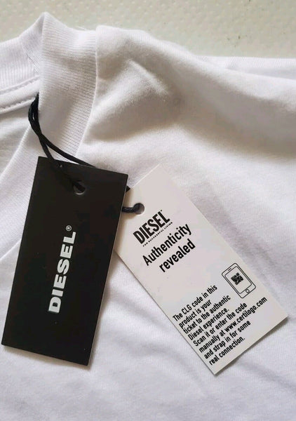 DIESEL T Shirt Tshirt Mens XS Alphabet White Cotton Regular Fit New With Tags