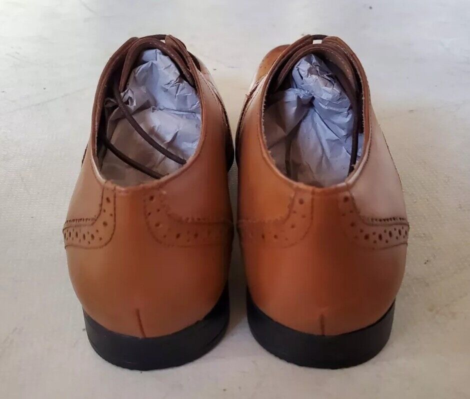Ben Sherman Brogues Shoes Tan Leather Mens Uk 9.5 Eu 44 Dip Dyed Hand Burnished