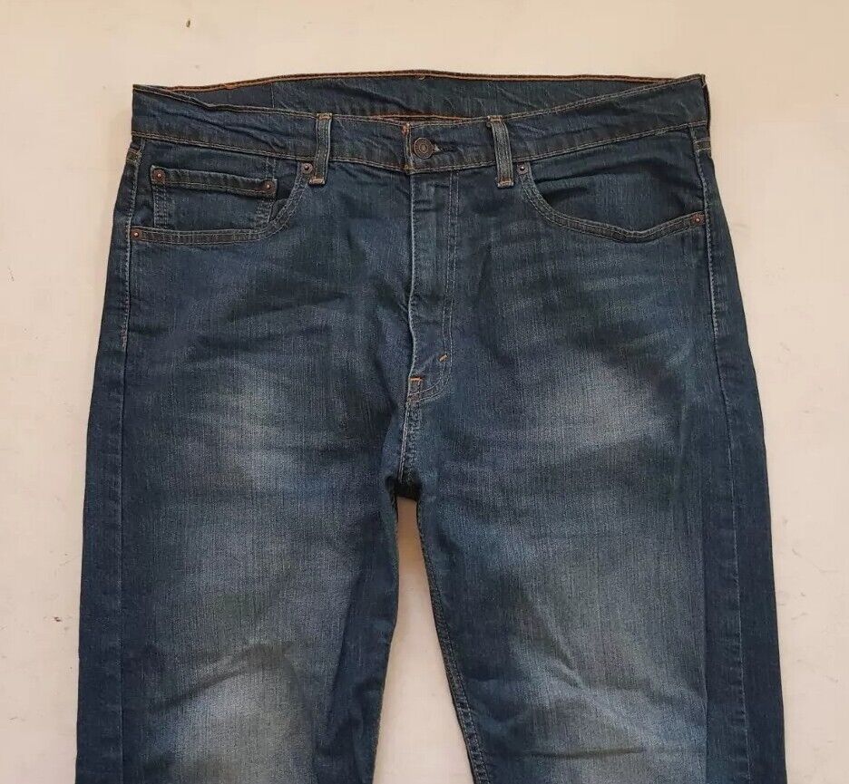 LEVIS 505 Jeans Mens W 36 L 32 Vintage Blue Stretch Denim Red Tab Regular Fit