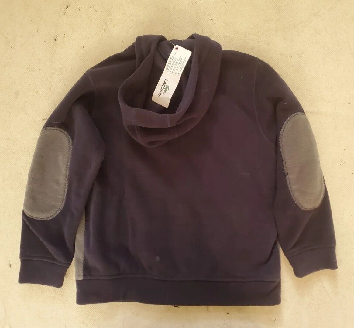 LACOSTE Boys Hoodie Fleece Jacket Size 8 Blue Grey