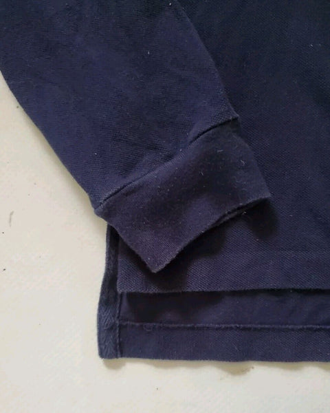 RALPH LAUREN Polo Shirt New York Mens M Custom Fit Navy Blue Long Sleeve - Rare