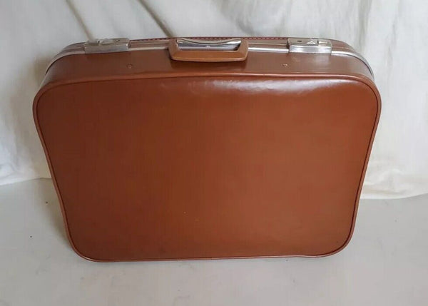 Vintage Antler Revelation Suitcase Set Med Case Xl Vanity Tan Leather Look 50's