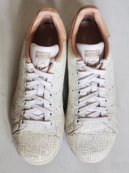 ADIDAS Stan Smith Womens Uk 6 Eu 39 White Striated Leather Pink Suede