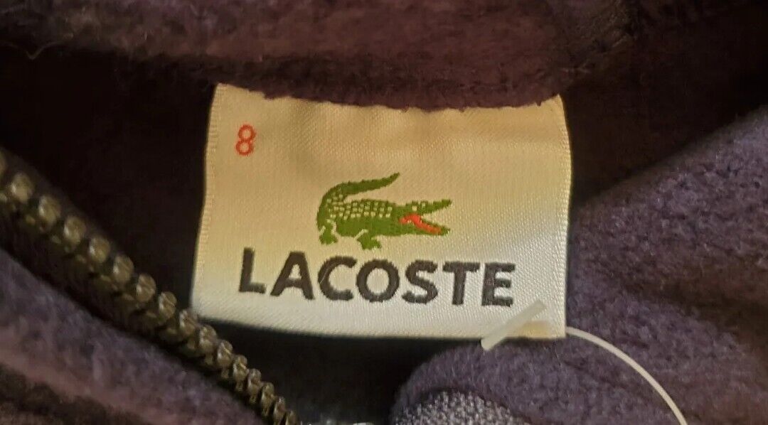 LACOSTE Boys Hoodie Fleece Jacket Size 8 Blue Grey