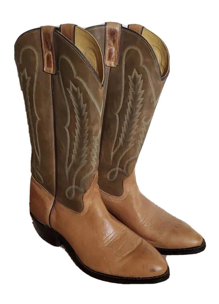 TEXAS BRAND BOOTS Mens UK 10 EU 44 USA 10.5 Embroidered Tan Leather Rrp $490
