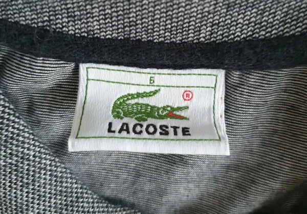 LACOSTE Polo Shirt Mens 6 XL Long Sleeved Grey Black Iconic Croc Authentic