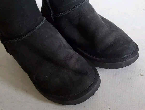 UGG Boots Classic Mid Calf Womens Uk 4 Eu 37 Black Suede Shearling Lining