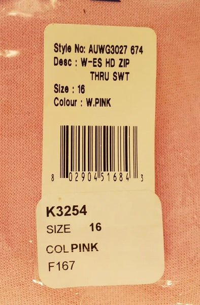 Reebok Full Zip Hoodie Jacket Womens UK 16 Pink Cropped Spellout Logo