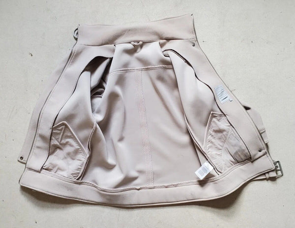 J LINDBERG Biker Jacket Coat Mens S Skylar Scuba Crepe Sand Lamb Leather Trim