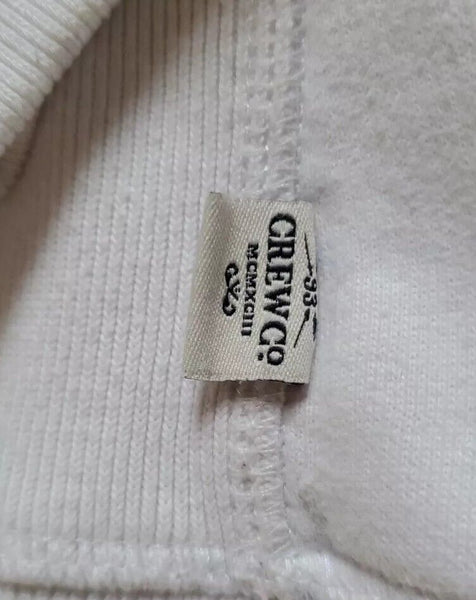Crew Clothing Co Sweatshirt Jumper Mens M Quarter Zip White Blue Jersey