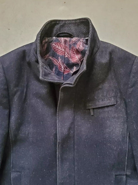 Ted Baker Trench Coat Jacket Mens M TB Size 4 Charcoal Grey Wool Blend