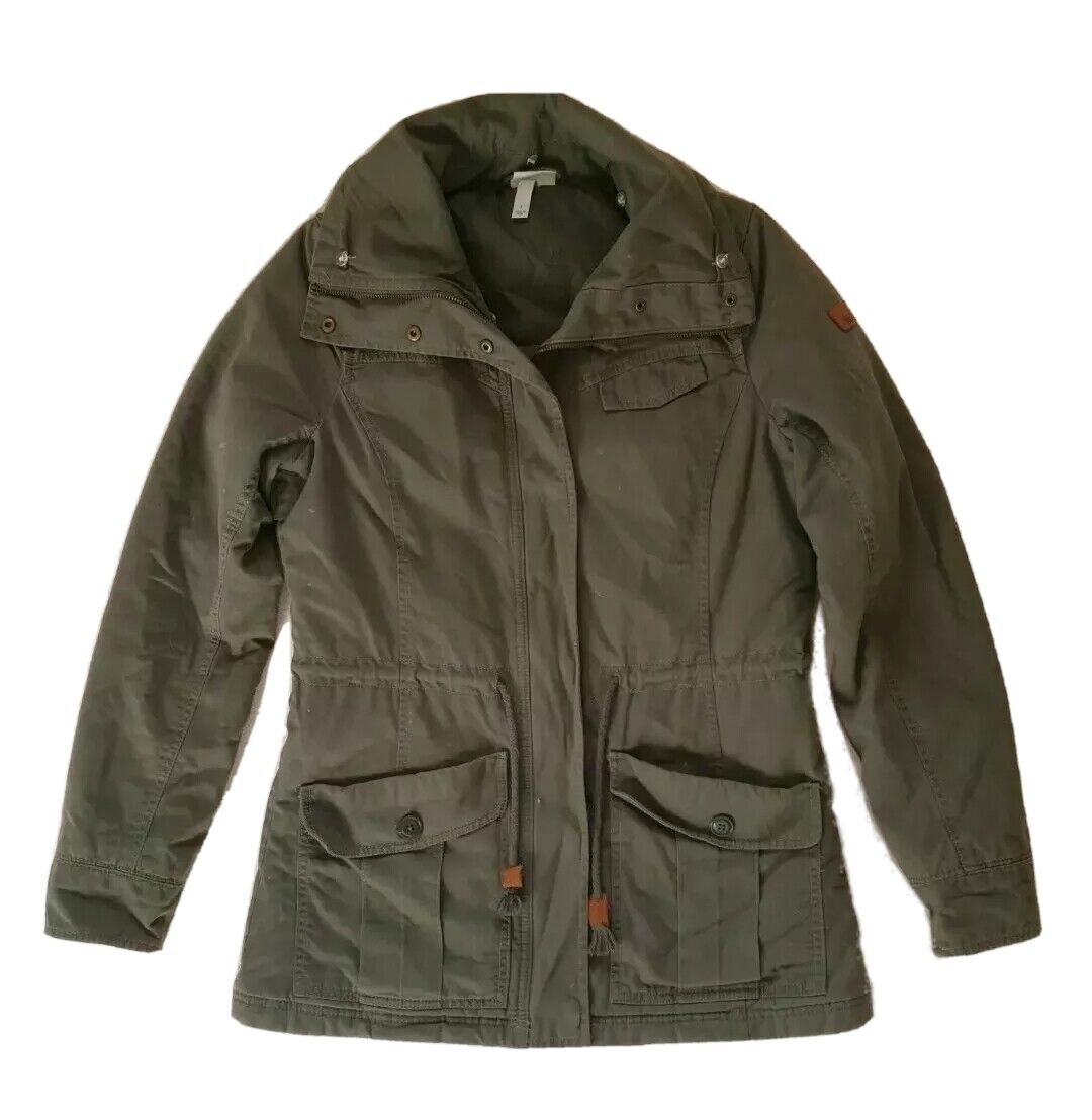 Adidas Neo Coat Jacket Womens S Khaki Green Cotton Lightly Padded