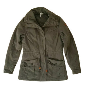 Adidas Neo Coat Jacket Womens S Khaki Green Cotton Lightly Padded