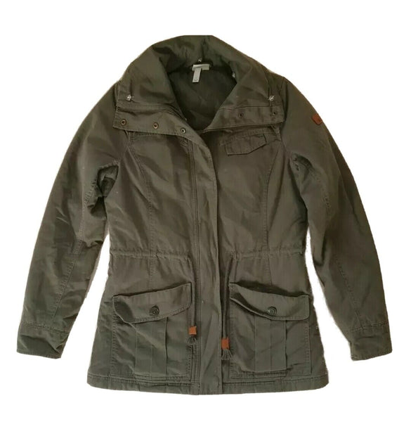 Adidas Neo Coat Jacket Womens S Khaki Green Cotton Lightly Padded