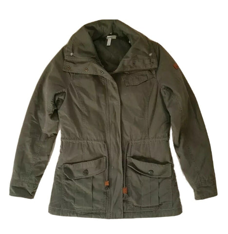 Adidas Neo Coat Jacket Womens S Khaki Green Cotton Lightly Padded