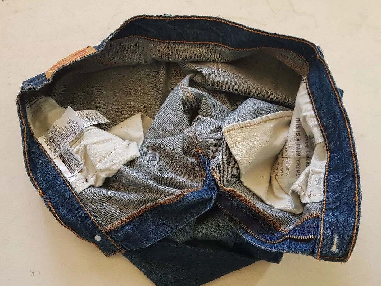 LEVIS 505 Jeans Mens W 36 L 32 Vintage Blue Stretch Denim Red Tab Regular Fit