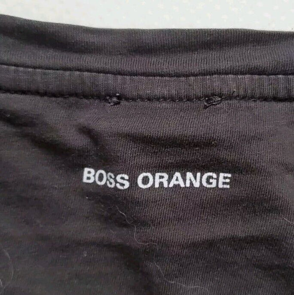 Vintage HUGO BOSS Y2K Tshirt T Shirt Mens L Black Boss Orange Label
