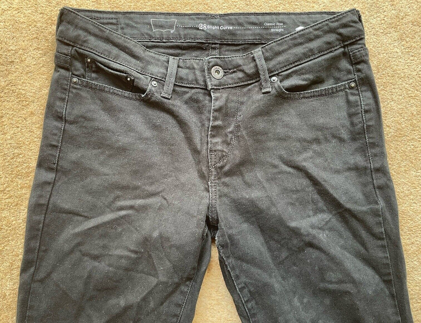 Womens Levis Jeans Slight Curve W 28 L 30 Black Denim Red Tab C17