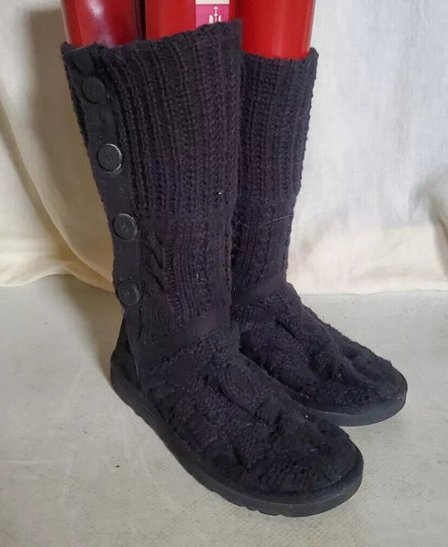 UGG Boots Classic Cardy Knit Sweater Sock Black Womens Uk 4.5 Eu 37 Vintage Y2K