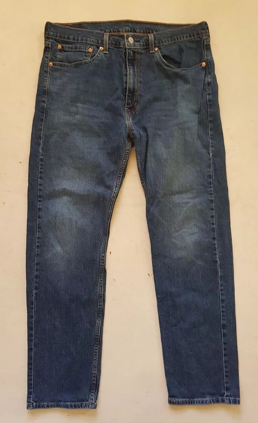 LEVIS 505 Jeans Mens W 36 L 32 Vintage Blue Stretch Denim Red Tab Regular Fit
