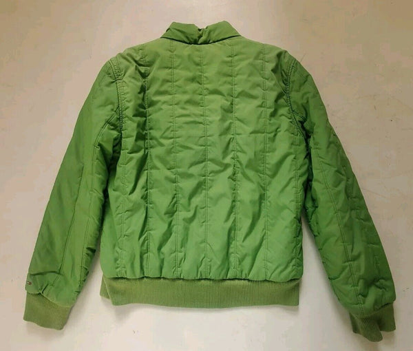 Vintage Tommy Hilfiger Jacket Y2K Mens L Padded Baseball Varsity Puffer Green