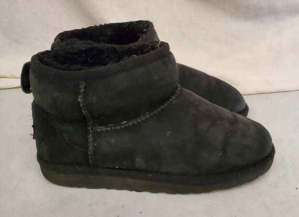 UGG Boots Classic Short Black Suede Shearling Lined Uk 3 Eu 36 Vintage Y2K