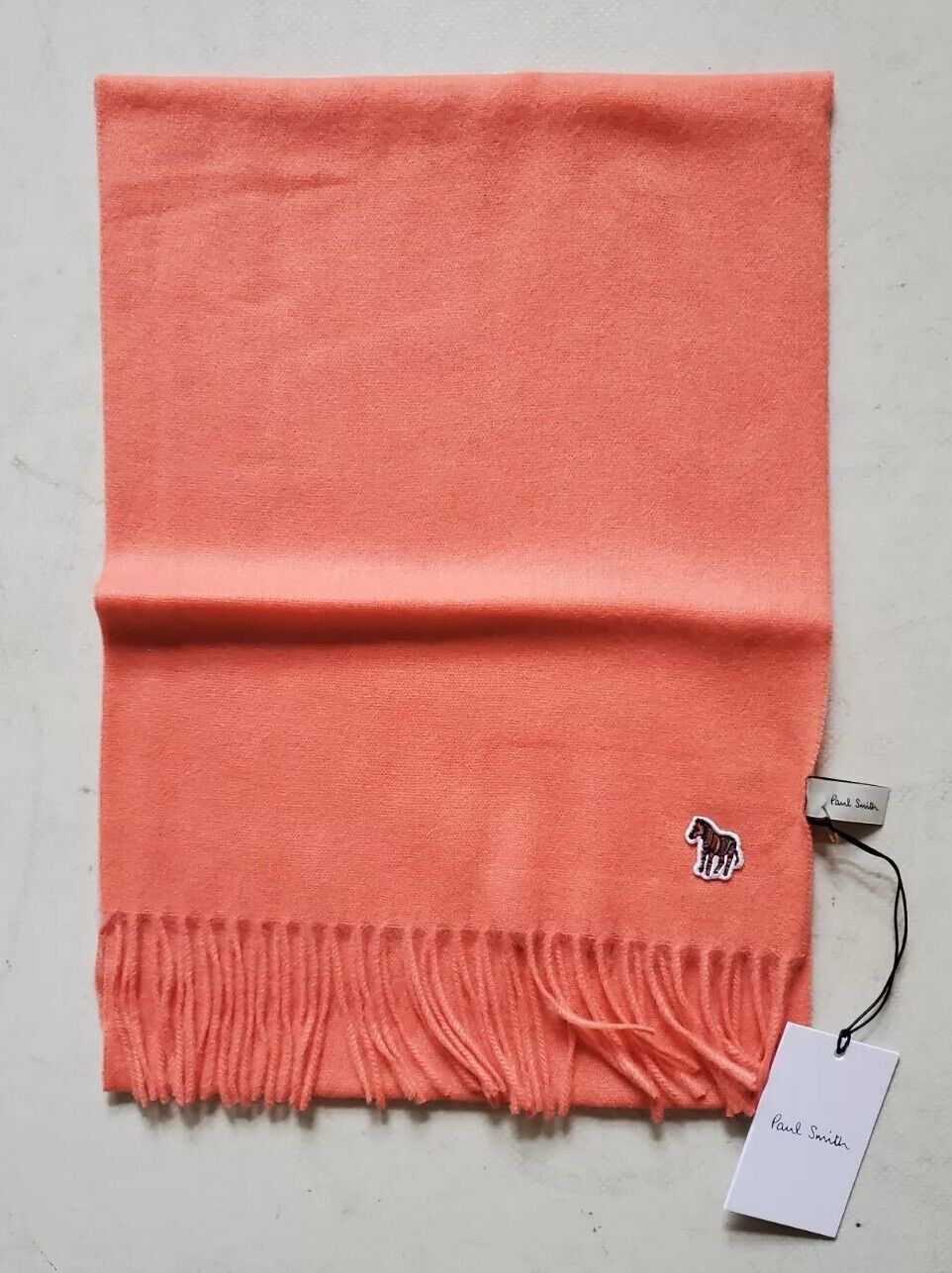 PAUL SMITH Scarf Zebra Salmon Pink Pure Lambswool Made in UK