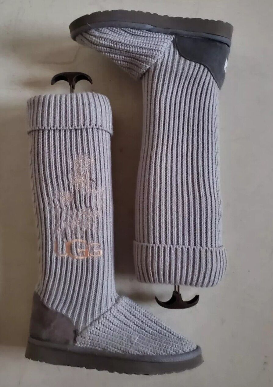 UGG Boots Classic Cardy Knit Sweater Sock Blue Womens Uk 4 Eu 37 Vintage Y2K