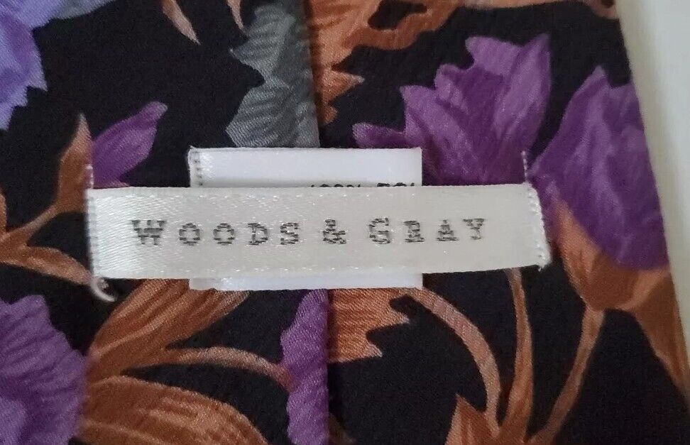VINTAGE WOODS GREY TIE Made in England Genuine 1990's