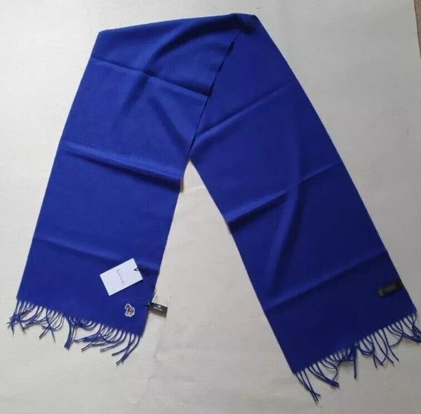 PAUL SMITH Scarf Zebra Royal Blue Pure Lamswool Made in UK