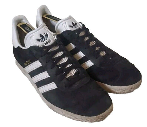 ADIDAS Gazelle Core Trainers Mens Uk 8.5 Eu 42.5 Shoes Black Suede White Tongue
