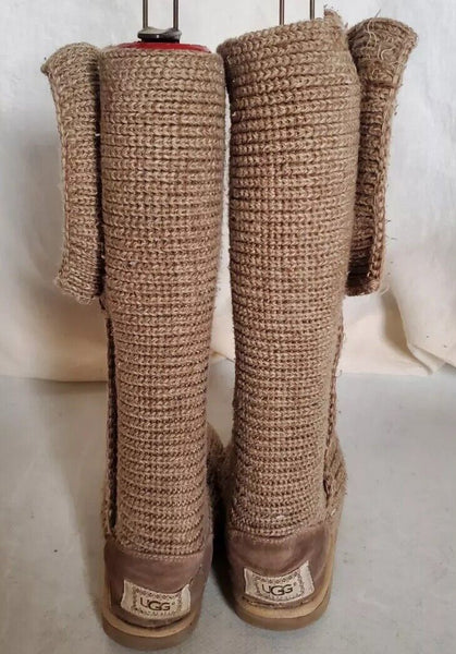 UGG Boots Classic Cardy Knit Sweater Sock Wheat Womens Uk 4 - Read Description