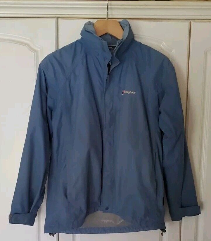 Berghaus Jacket Coat Womens 14 Aquafoil Blue Foldaway Hood Mesh Lined Waterproof