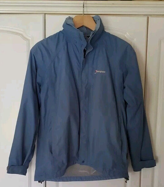 Berghaus Jacket Coat Womens 14 Aquafoil Blue Foldaway Hood Mesh Lined Waterproof