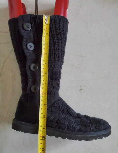UGG Boots Classic Cardy Knit Sweater Sock Black Womens Uk 4.5 Eu 37 Vintage Y2K