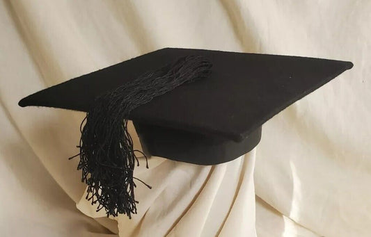 Ravenscroft Willis Mortar Board Black Wool Graduation Size 6 7/8 - Worn Once